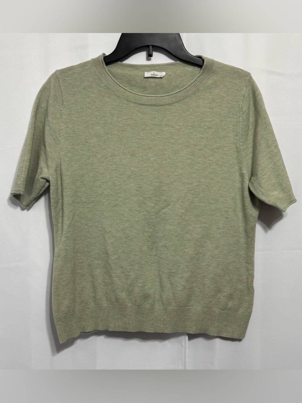 Milano Essential Sage Green Knit Top Office Siren 90s Minimalist Spring Large L
